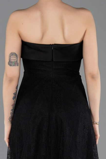 Abendkleid Midi Spitze Schwarz ABK2538