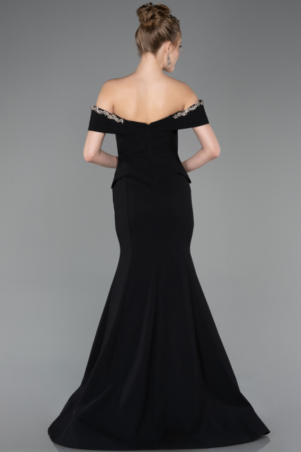 Abendkleid im Meerjungfrau-Stil Lang Schwarz ABU5755