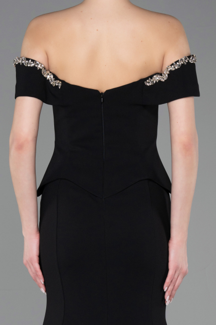 Abendkleid im Meerjungfrau-Stil Lang Schwarz ABU5755