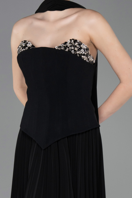 Abendkleid Lang Chiffon Schwarz ABU5757