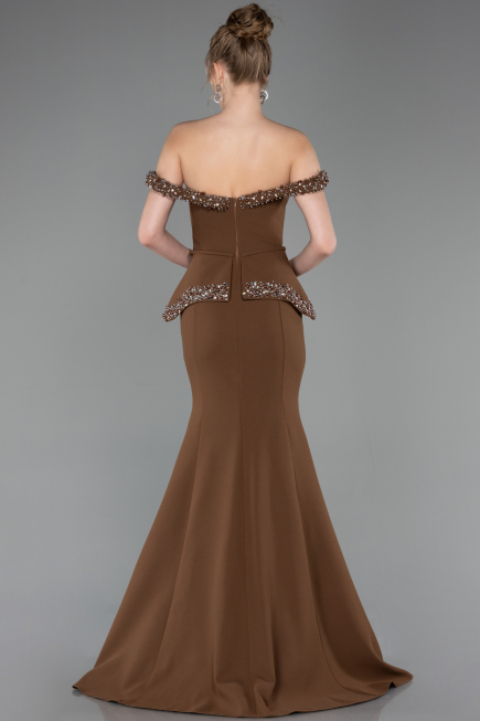 Abendkleid im Meerjungfrau-Stil Lang Braun ABU5758