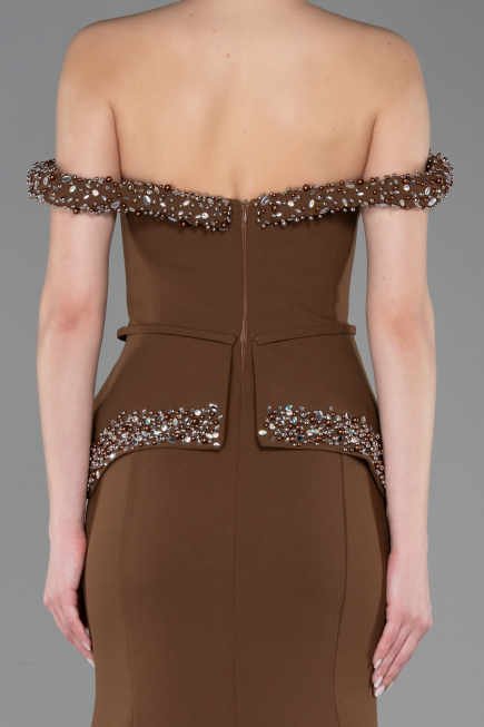 Abendkleid im Meerjungfrau-Stil Lang Braun ABU5758
