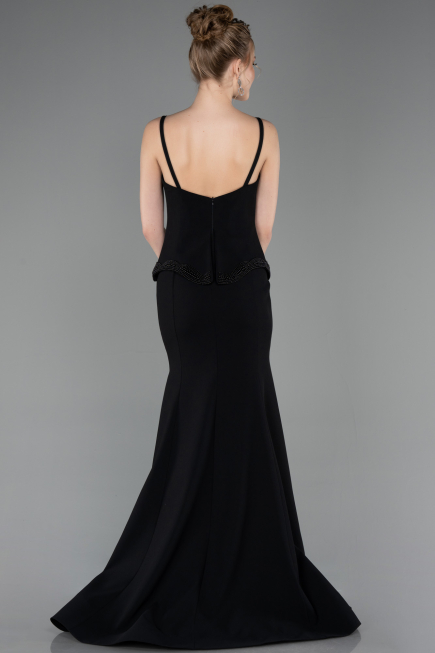 Abendkleid im Meerjungfrau-Stil Lang Schwarz ABU5760