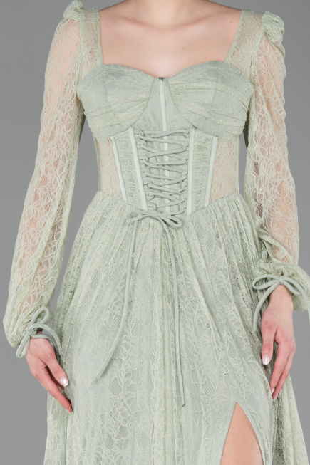 Standesamtkleid Lang Spitze Minzgrün ABU5797