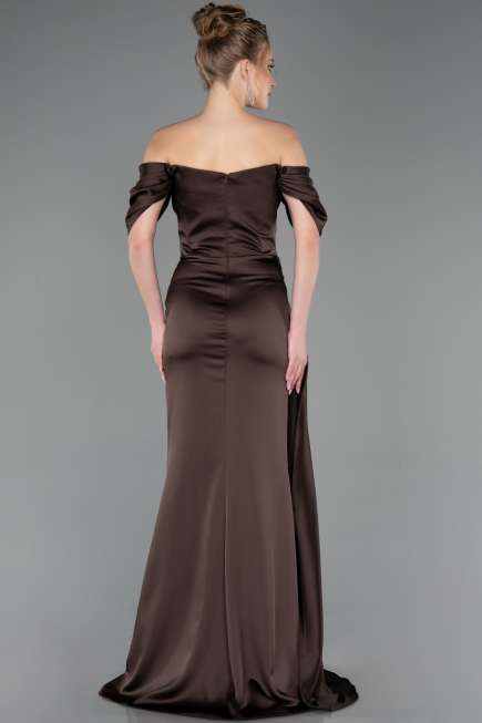 Abendkleid im Meerjungfrau-Stil Lang Satin Braun ABU5765