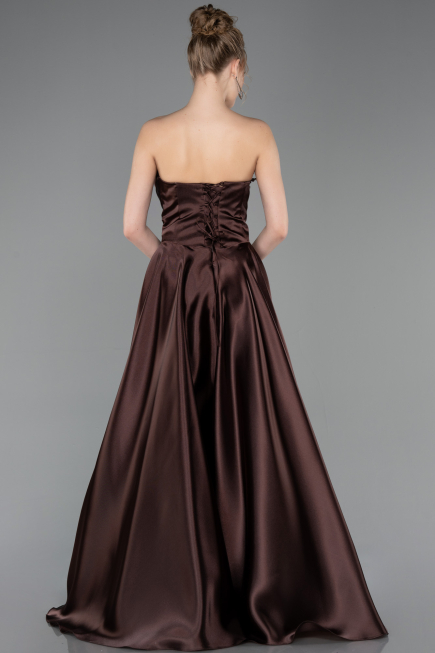 Abendkleid Lang Satin Braun ABU5767