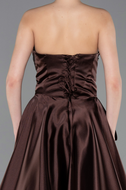 Abendkleid Lang Satin Braun ABU5767