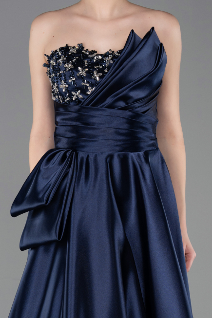 Abendkleid Lang Satin Marineblau ABU5767