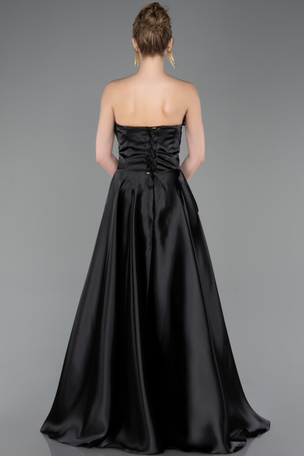 Abendkleid Lang Satin Schwarz ABU5767