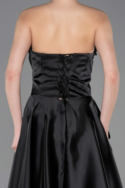 Abendkleid Lang Satin Schwarz ABU5767