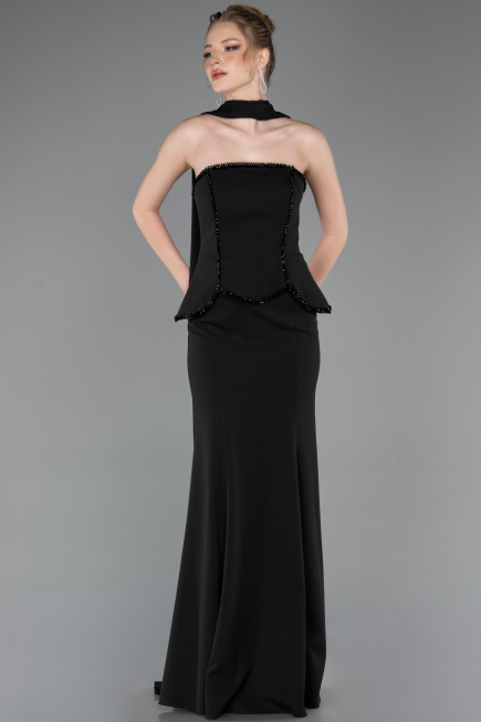 Standesamtkleid Lang Schwarz ABU5774