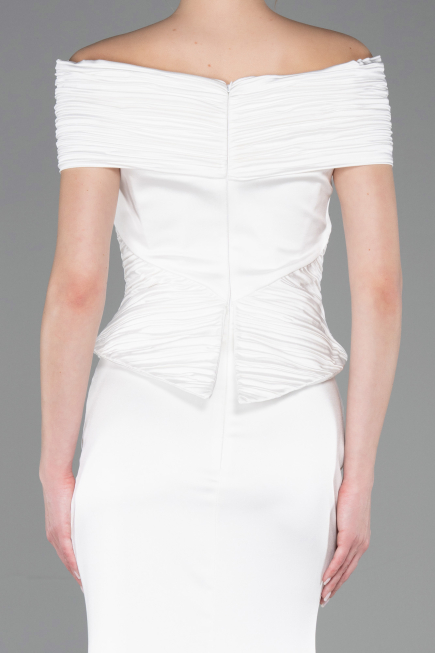 Standesamtkleid Lang Satin Weiß ABU5785