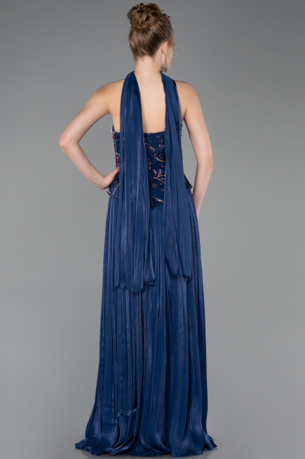 Abendkleid Lang Chiffon Marineblau ABU5786