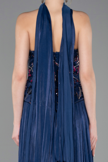 Abendkleid Lang Chiffon Marineblau ABU5786