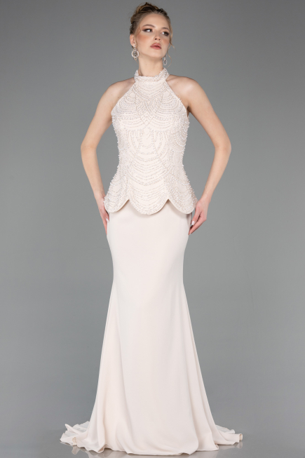 Abendkleid Lang Beige ABU5787