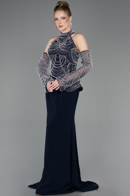 Abendkleid Lang Marineblau ABU5787
