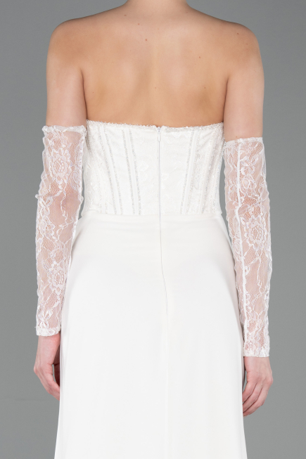 Standesamtkleid Lang Chiffon Weiß ABU5791