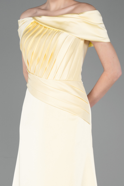 Abendkleid Lang Satin Gelb ABU5792