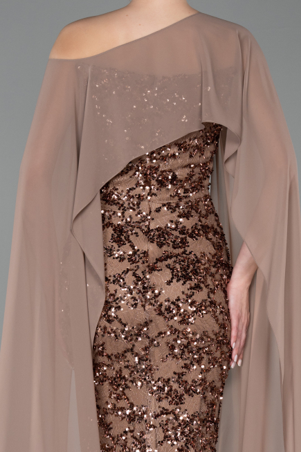 Abendkleid Lang Schuppig Kupfer ABU5790