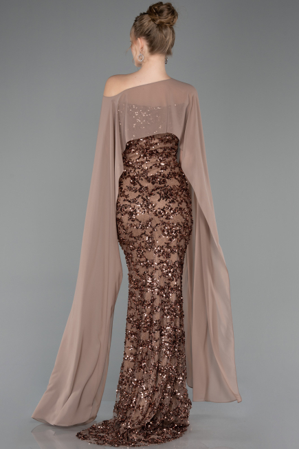 Abendkleid Lang Schuppig Kupfer ABU5790
