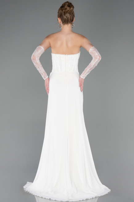 Standesamtkleid Lang Chiffon Weiß ABU5791