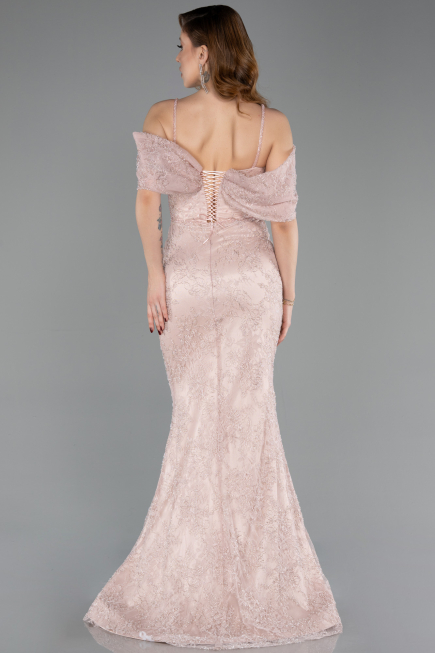 Abendkleid im Meerjungfrau-Stil Lang Spitze Puder ABU5822