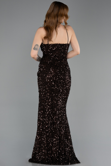 Braun Abendkleid Schuppig Lang ABU4842