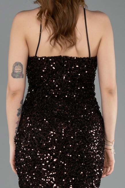 Braun Abendkleid Schuppig Lang ABU4842