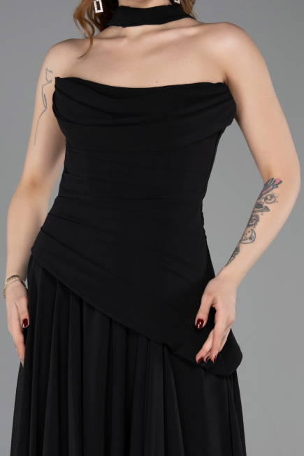 Abschlusskleid Lang Chiffon Schwarz ABU5763