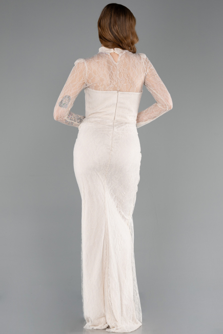 Standesamtkleid Lang Spitze Beige ABU5823