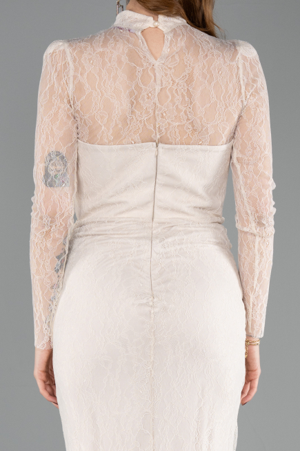 Standesamtkleid Lang Spitze Beige ABU5823