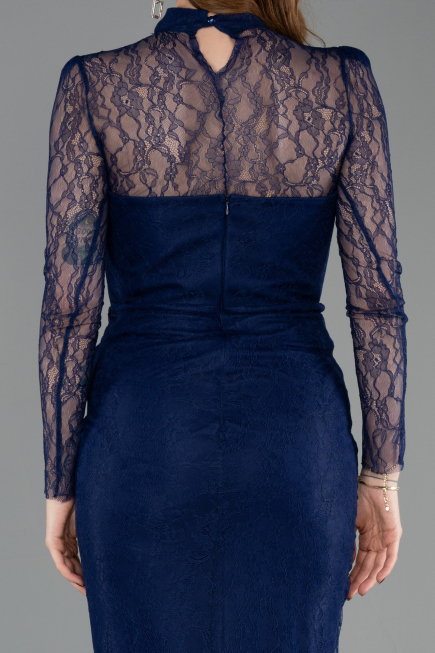 Standesamtkleid Lang Spitze Marineblau ABU5823