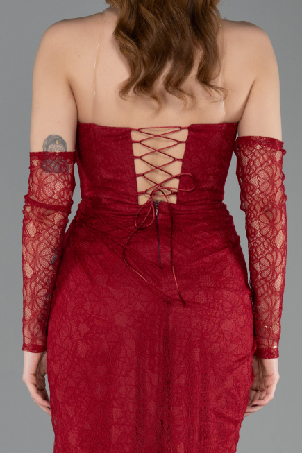Abendkleid Lang Spitze Weinrot ABU5770