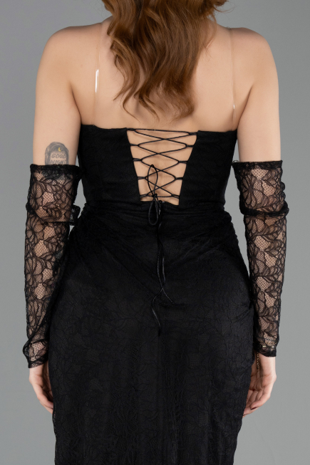 Abendkleid Lang Spitze Schwarz ABU5770