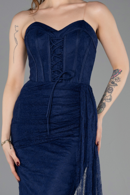 Abschlusskleid Lang Spitze Marineblau ABU5795