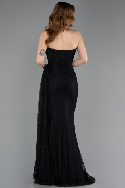 Abschlusskleid Lang Spitze Schwarz ABU5795