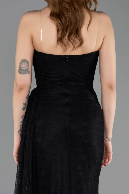 Abschlusskleid Lang Spitze Schwarz ABU5795