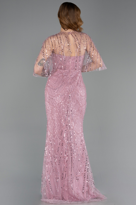 Abendkleid Lang Perlenbesetzt Puder ABU5798