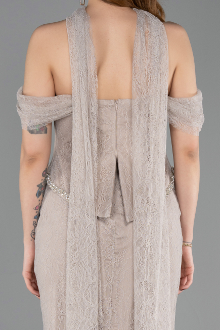 Abendkleid Lang Spitze Nerzbraun ABK2548