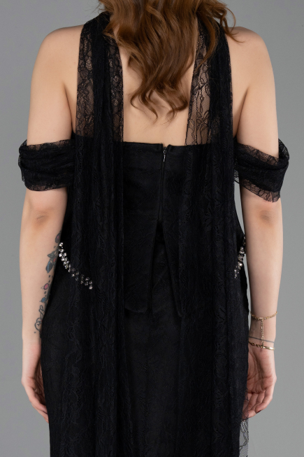 Abendkleid Lang Spitze Schwarz ABU5839