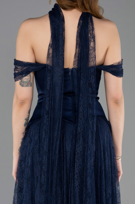 Abendkleid Lang Spitze Marineblau ABU5799