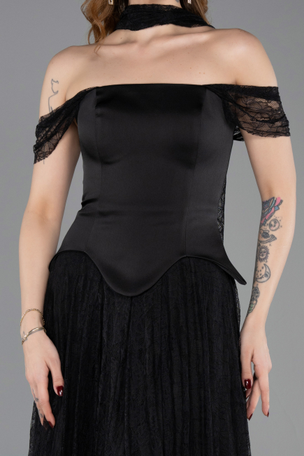 Abendkleid Lang Spitze Schwarz ABU5799