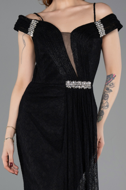 Abendkleid Lang Spitze Schwarz ABU5841