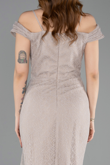 Abendkleid Lang Spitze Nerzbraun ABU5841