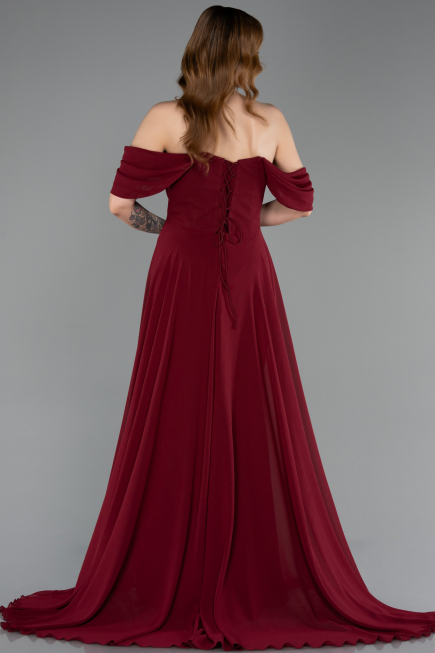 Abschlusskleid Lang Chiffon Weinrot ABU5826