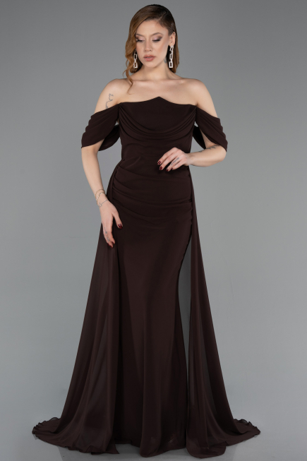 Abschlusskleid Lang Chiffon Braun ABU5826