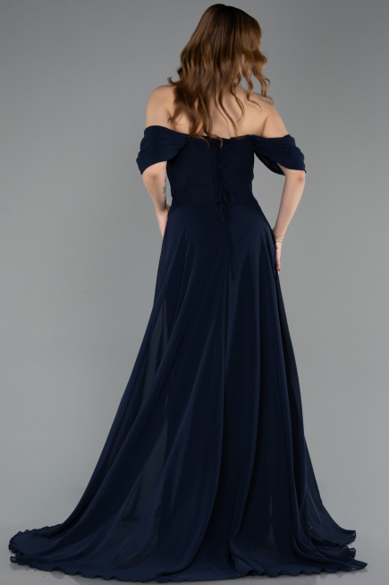Abschlusskleid Lang Chiffon Marineblau ABU5826