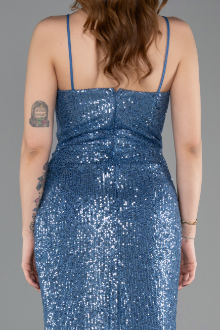 Indigo Abendbekleidung Schuppig Lang ABU3246