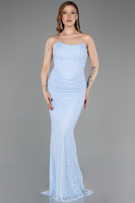 Abendkleid Lang Spitze Eisblau ABU5817