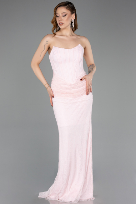 Abendkleid Lang Spitze Puder ABU5817